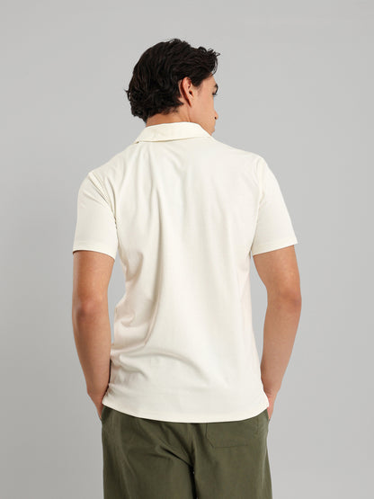 Embroidered Pocket V-Neck Polo Shirt