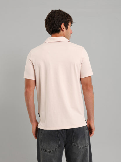 Embroidered Pocket V-Neck Polo Shirt