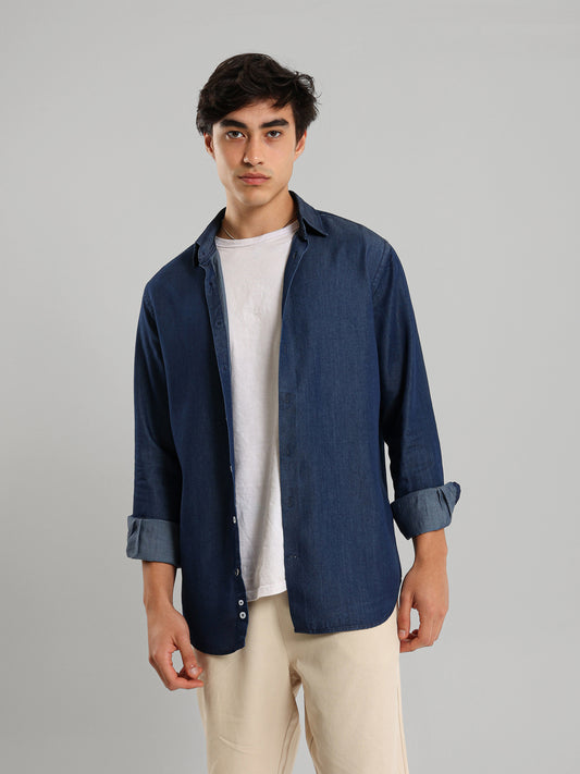 Kent Collar Plain Casual Shirt