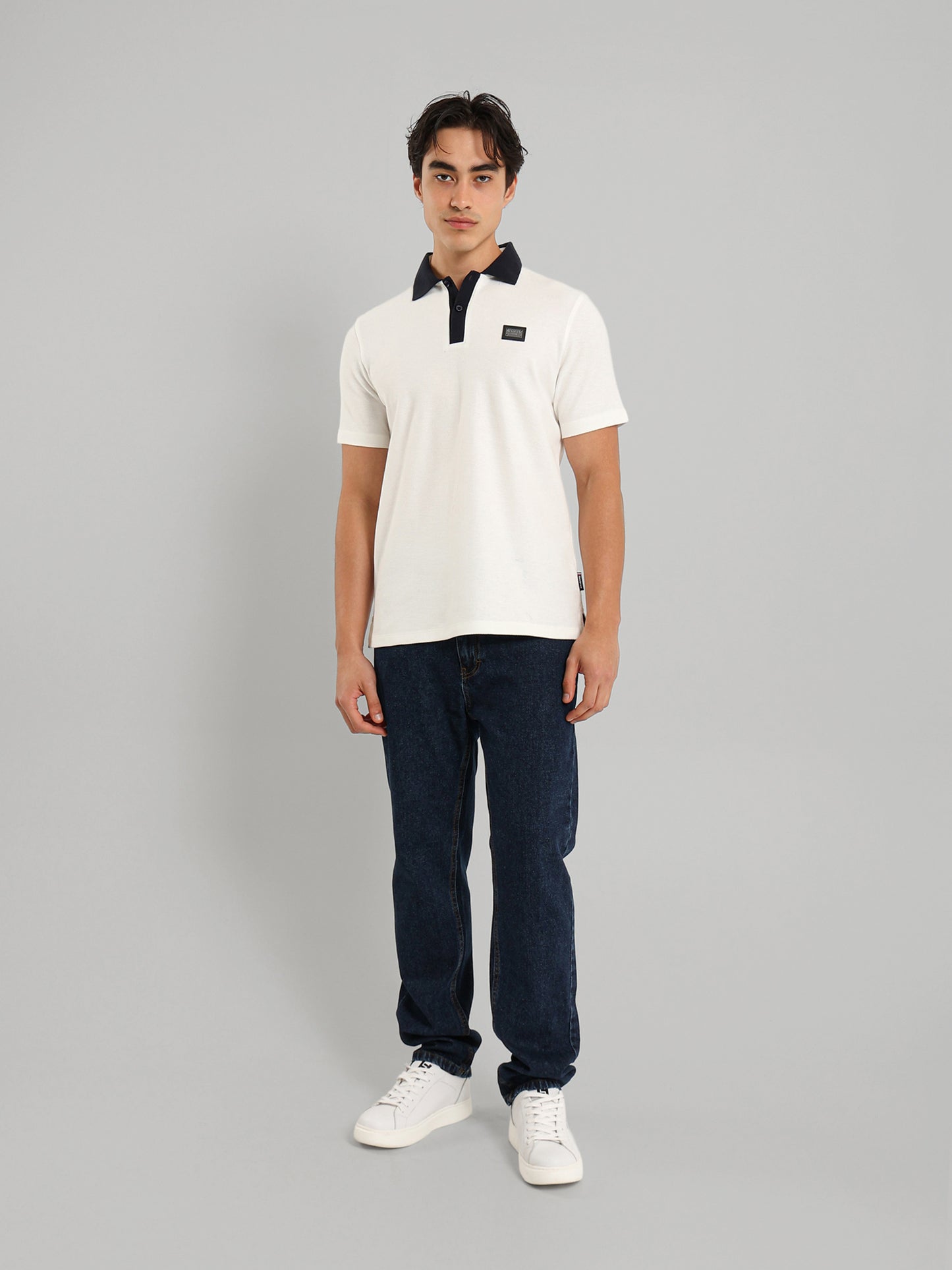 Contrast Collar Placket Polo Shirt