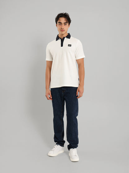 Contrast Collar Placket Polo Shirt
