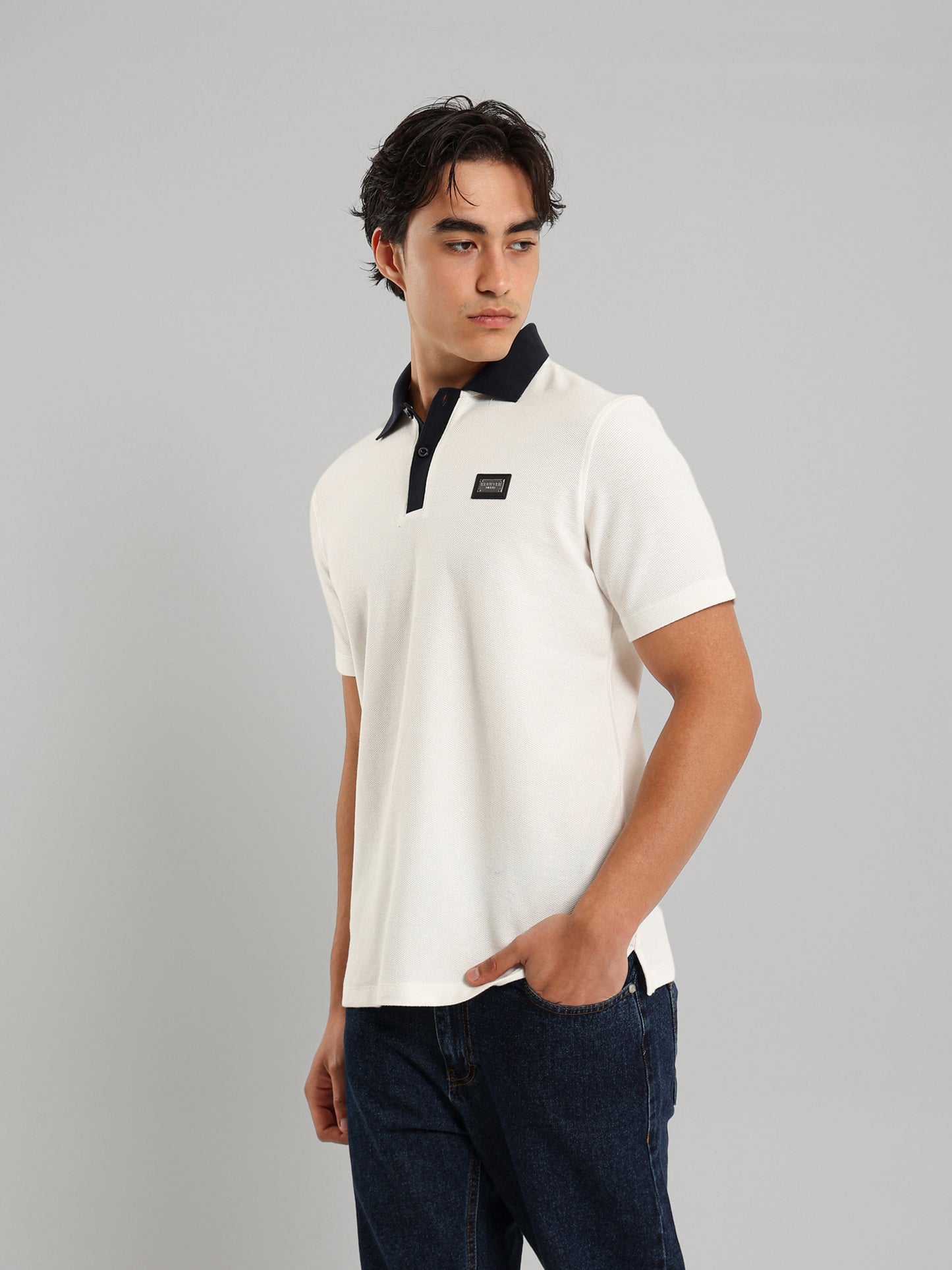 Contrast Collar Placket Polo Shirt
