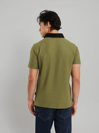 Contrast Collar Placket Polo Shirt