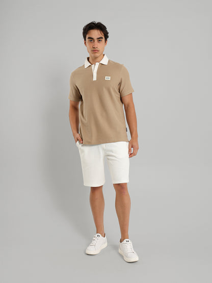 Contrast Collar Placket Polo Shirt