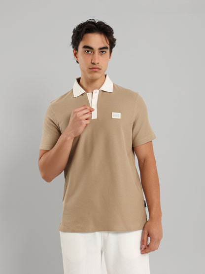 Contrast Collar Placket Polo Shirt