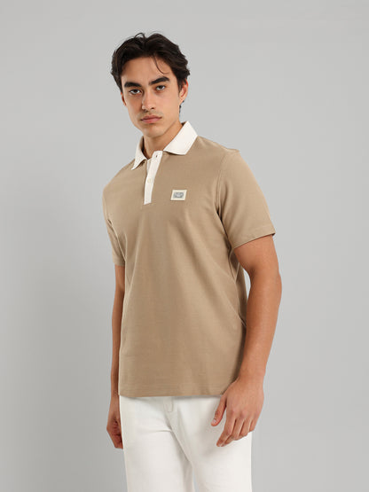 Contrast Collar Placket Polo Shirt