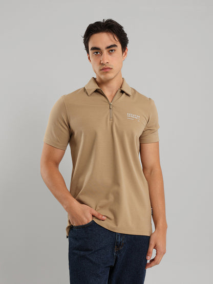 Half Zip Casual Polo Shirt