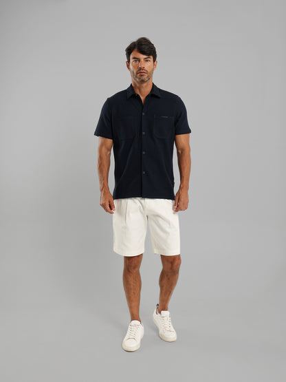 Kent Collar Short Sleeve Shirt with Two Pockets
