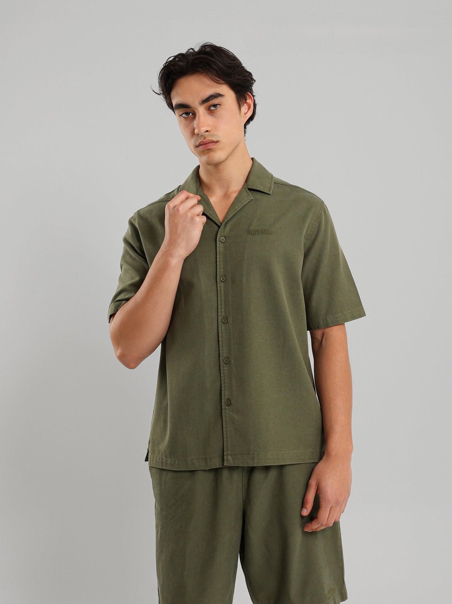 Chest Embroidered Casual Button Down Shirt