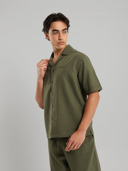 Chest Embroidered Casual Button Down Shirt