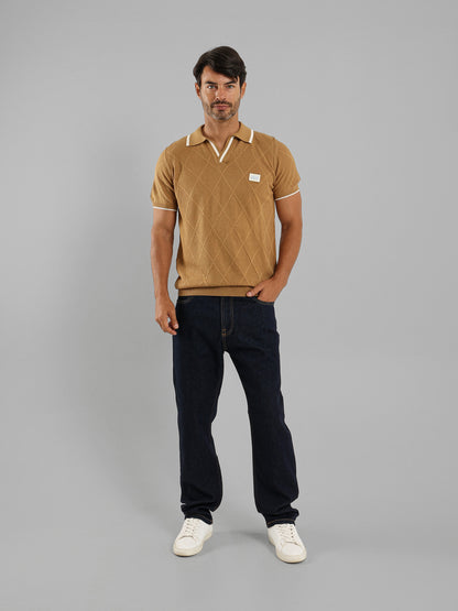 V-Neck Knit Polo Shirt