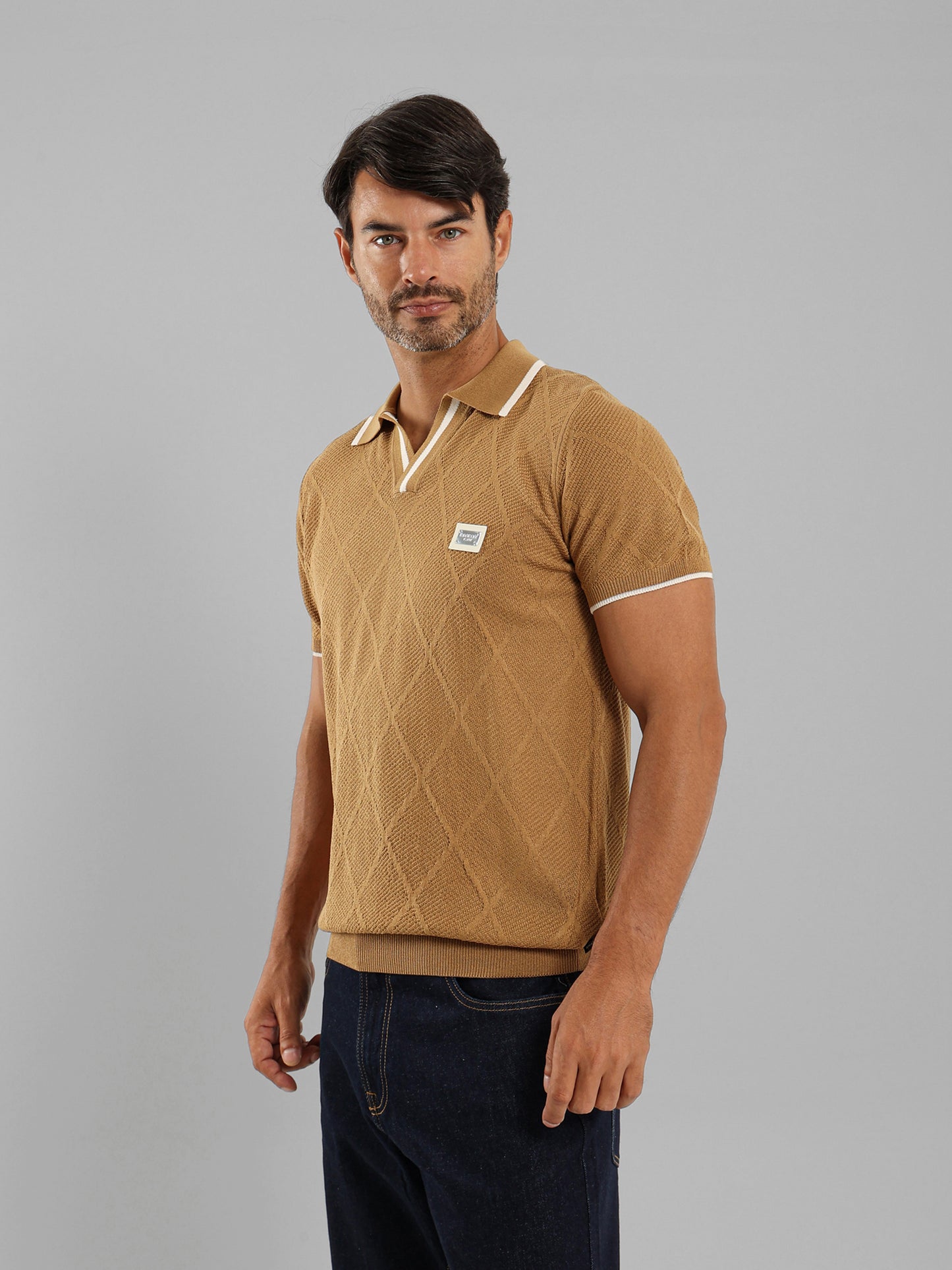 V-Neck Knit Polo Shirt
