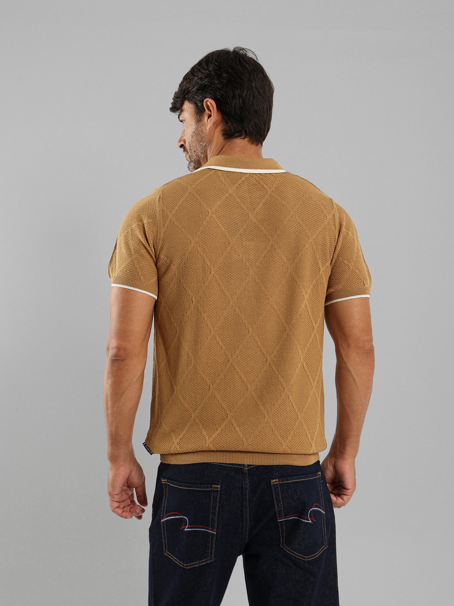 V-Neck Knit Polo Shirt