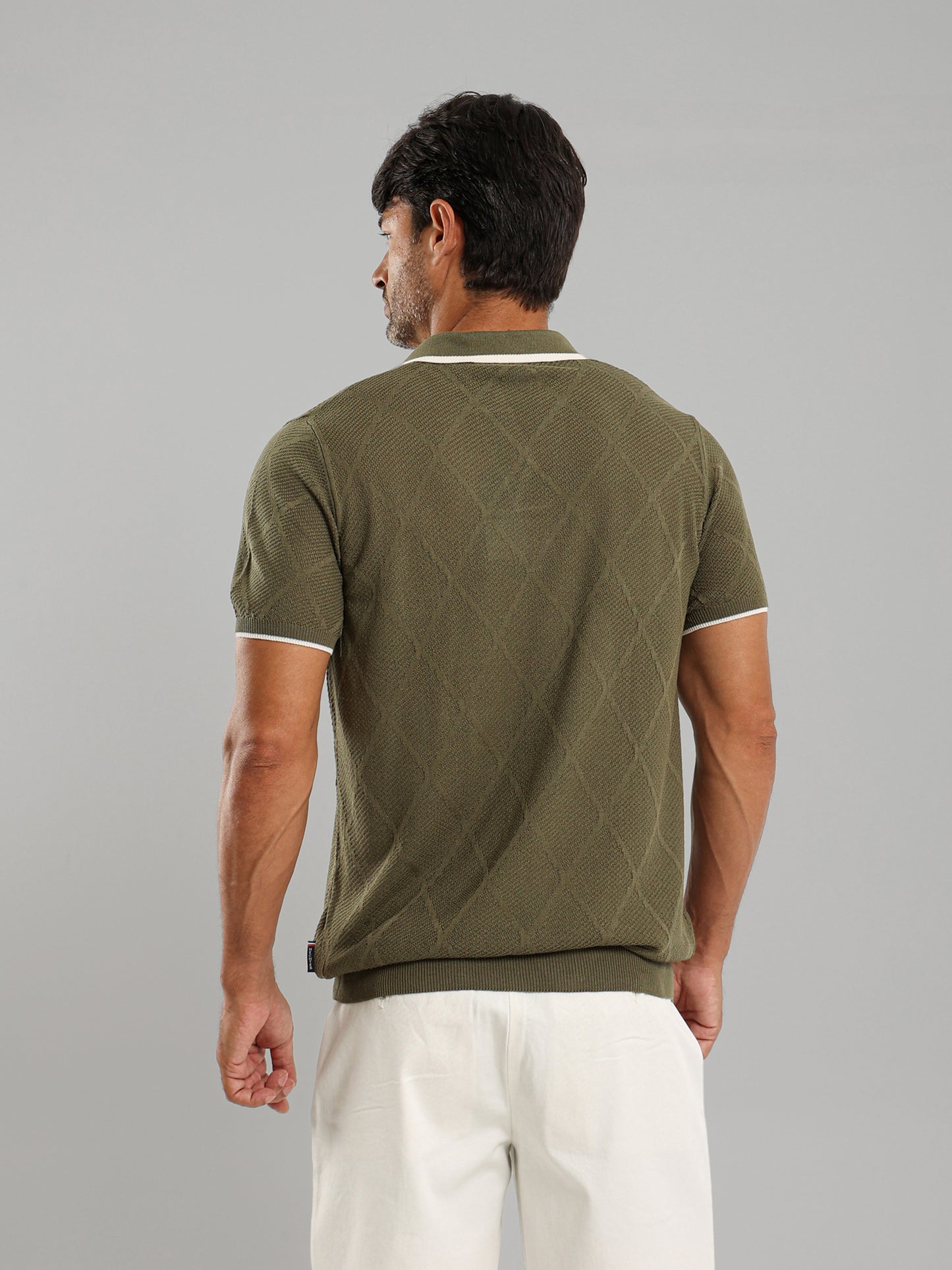 V-Neck Knit Polo Shirt