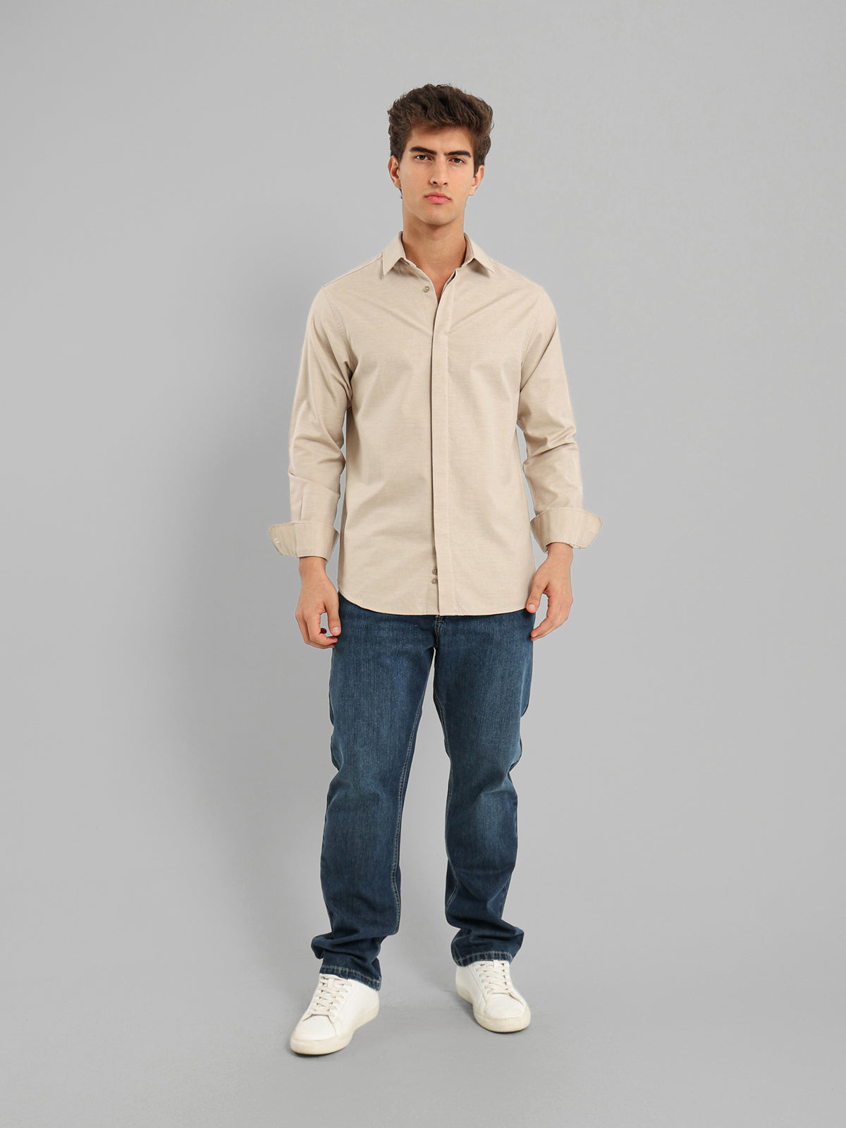 Kent Collar Hidden Placket Shirt