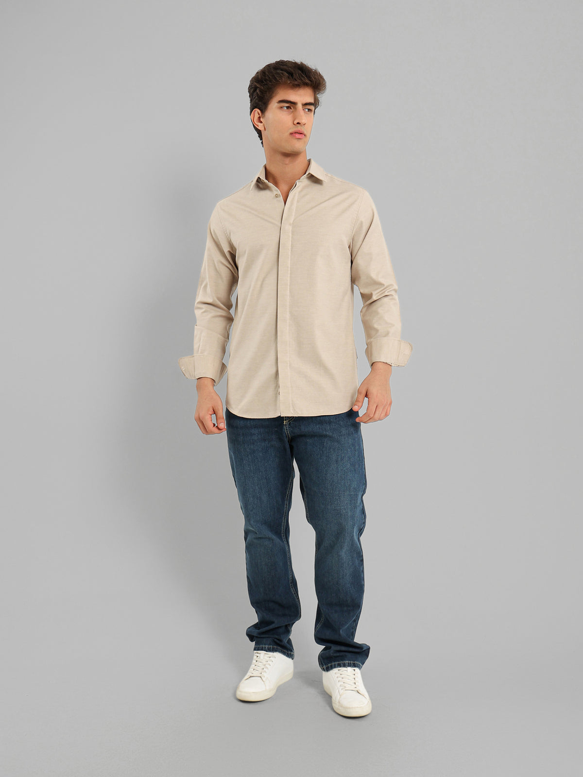Kent Collar Hidden Placket Shirt