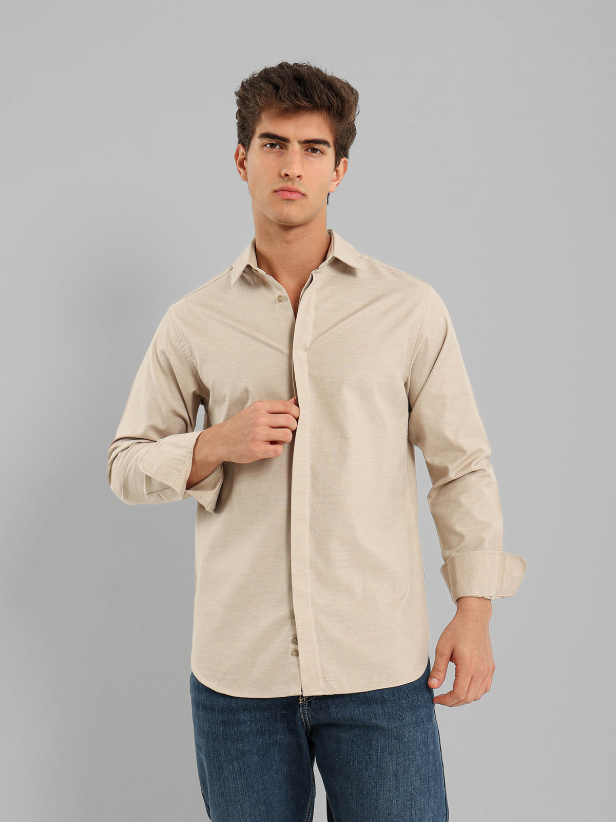 Kent Collar Hidden Placket Shirt