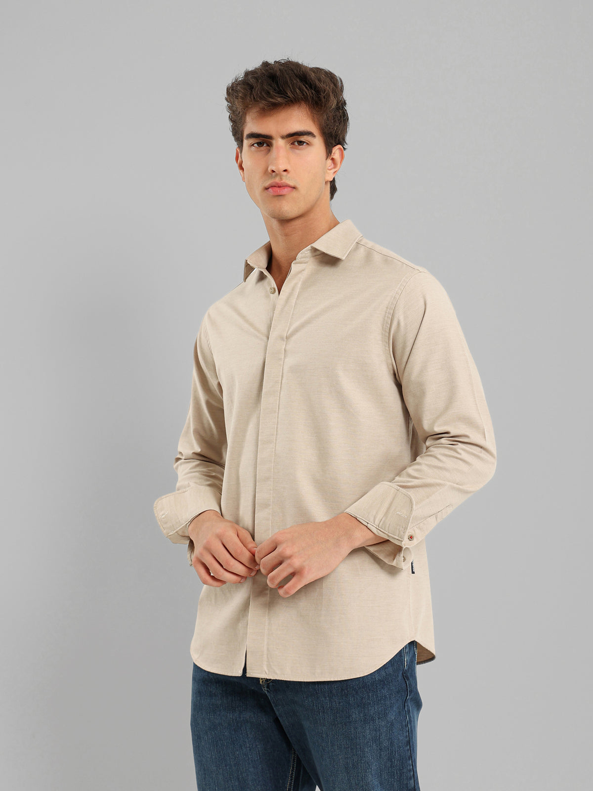 Kent Collar Hidden Placket Shirt