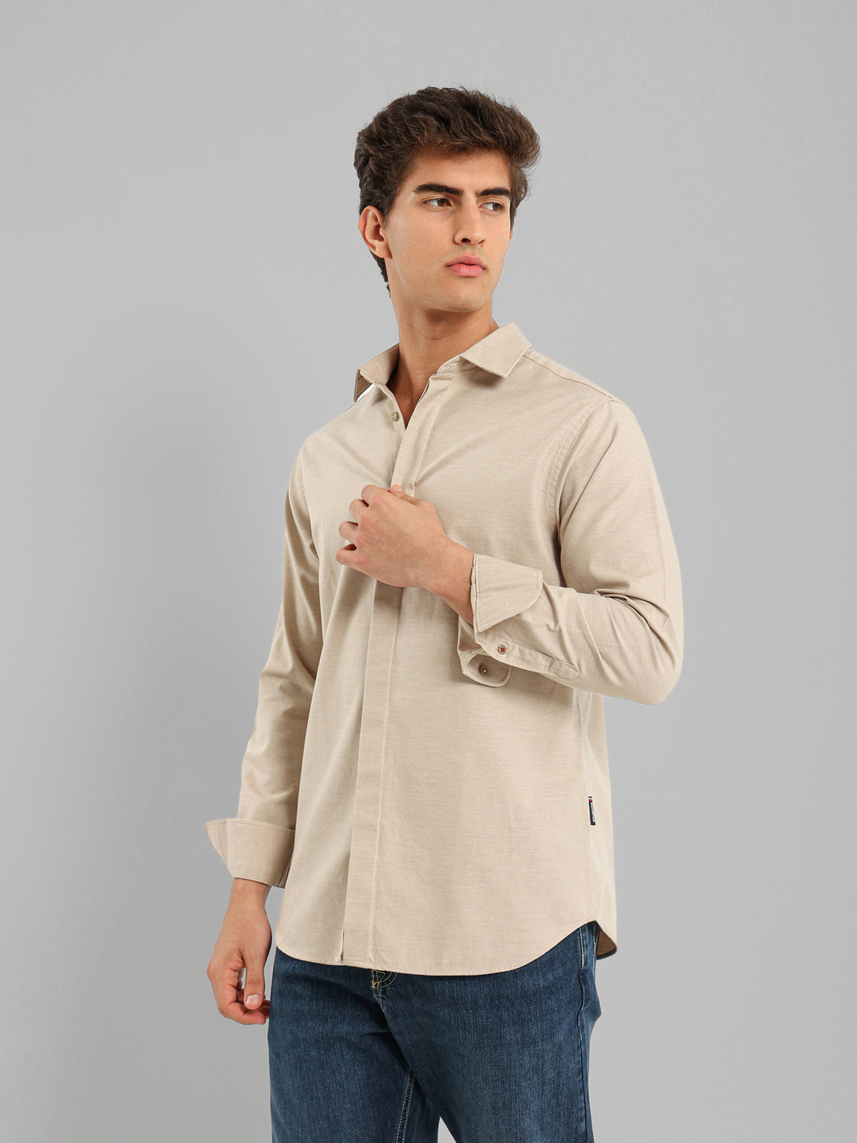 Kent Collar Hidden Placket Shirt