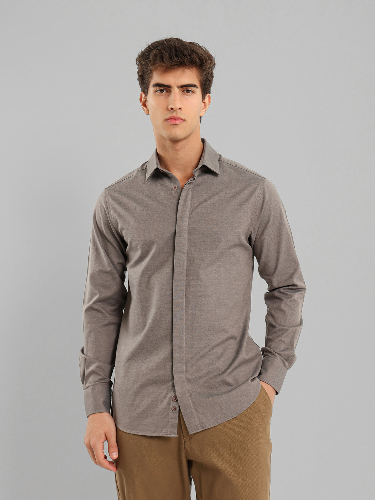 Kent Collar Hidden Placket Shirt