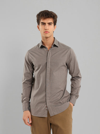 Kent Collar Hidden Placket Shirt