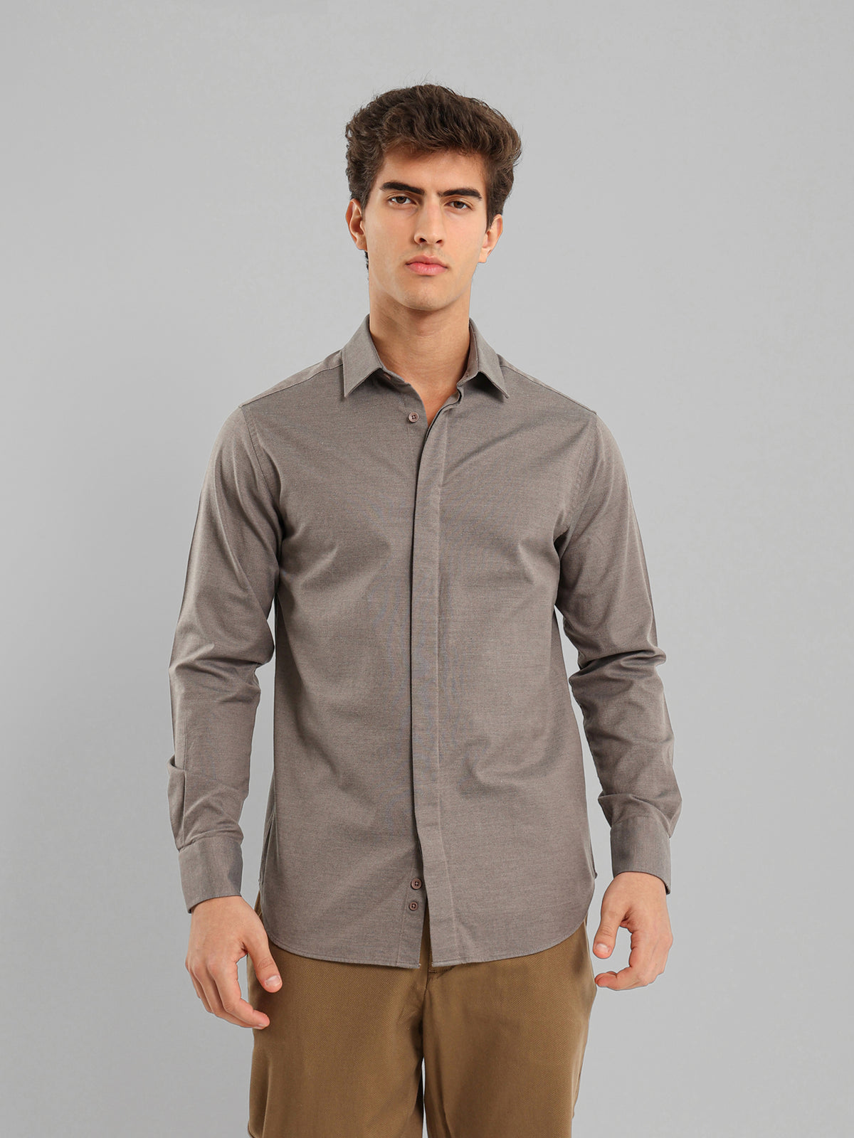 Kent Collar Hidden Placket Shirt