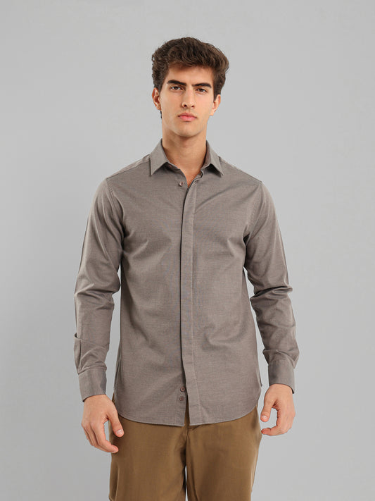 Kent Collar Hidden Placket Shirt