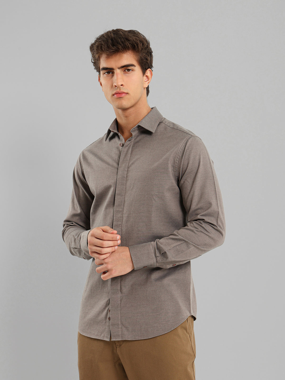 Kent Collar Hidden Placket Shirt