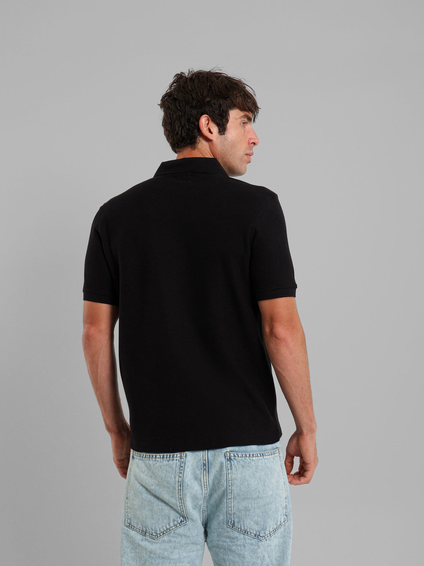 Textured Zip-Neck Polo Shirt