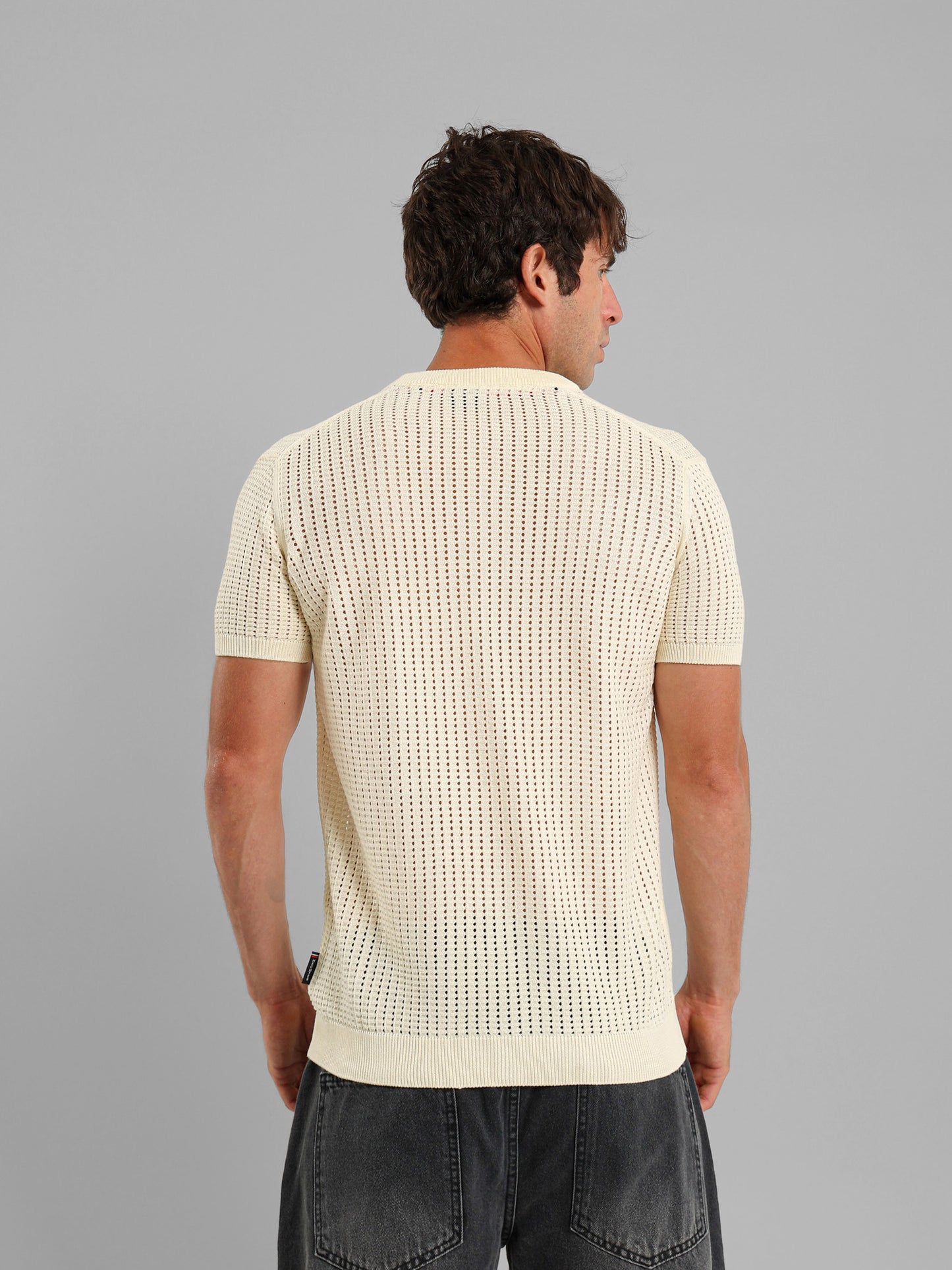 Structured Round Neck Knit T-Shirt