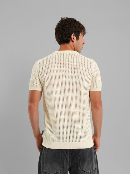 Structured Round Neck Knit T-Shirt