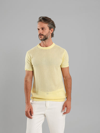 Structured Round Neck Knit T-Shirt