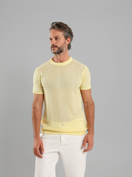 Structured Round Neck Knit T-Shirt
