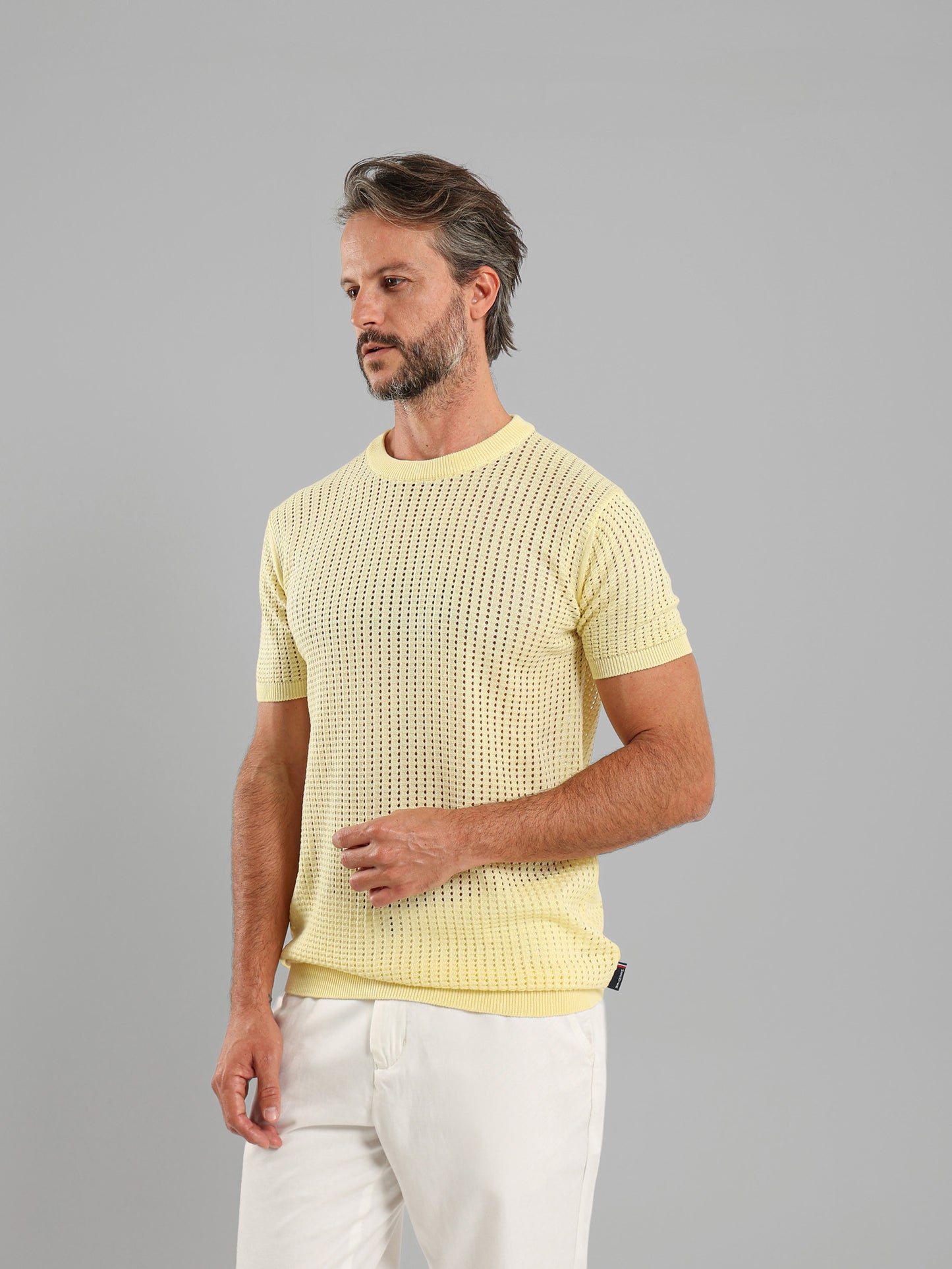 Structured Round Neck Knit T-Shirt