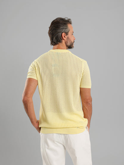 Structured Round Neck Knit T-Shirt