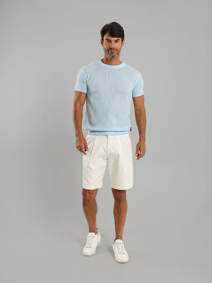 Structured Round Neck Knit T-Shirt