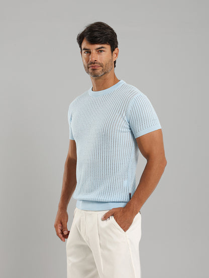 Structured Round Neck Knit T-Shirt
