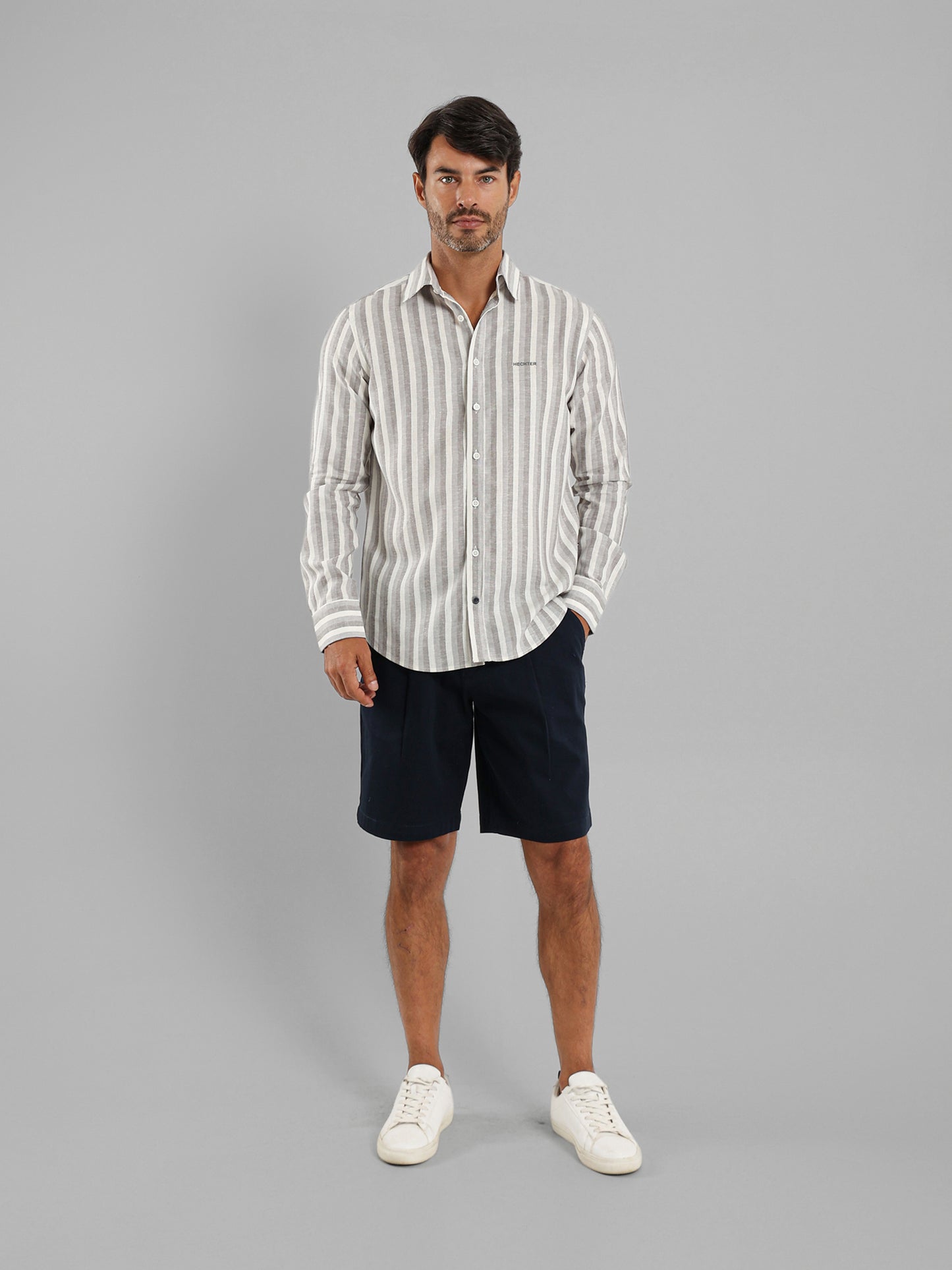 Kent Collar Striped Casual Shirt