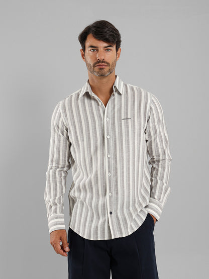 Kent Collar Striped Casual Shirt