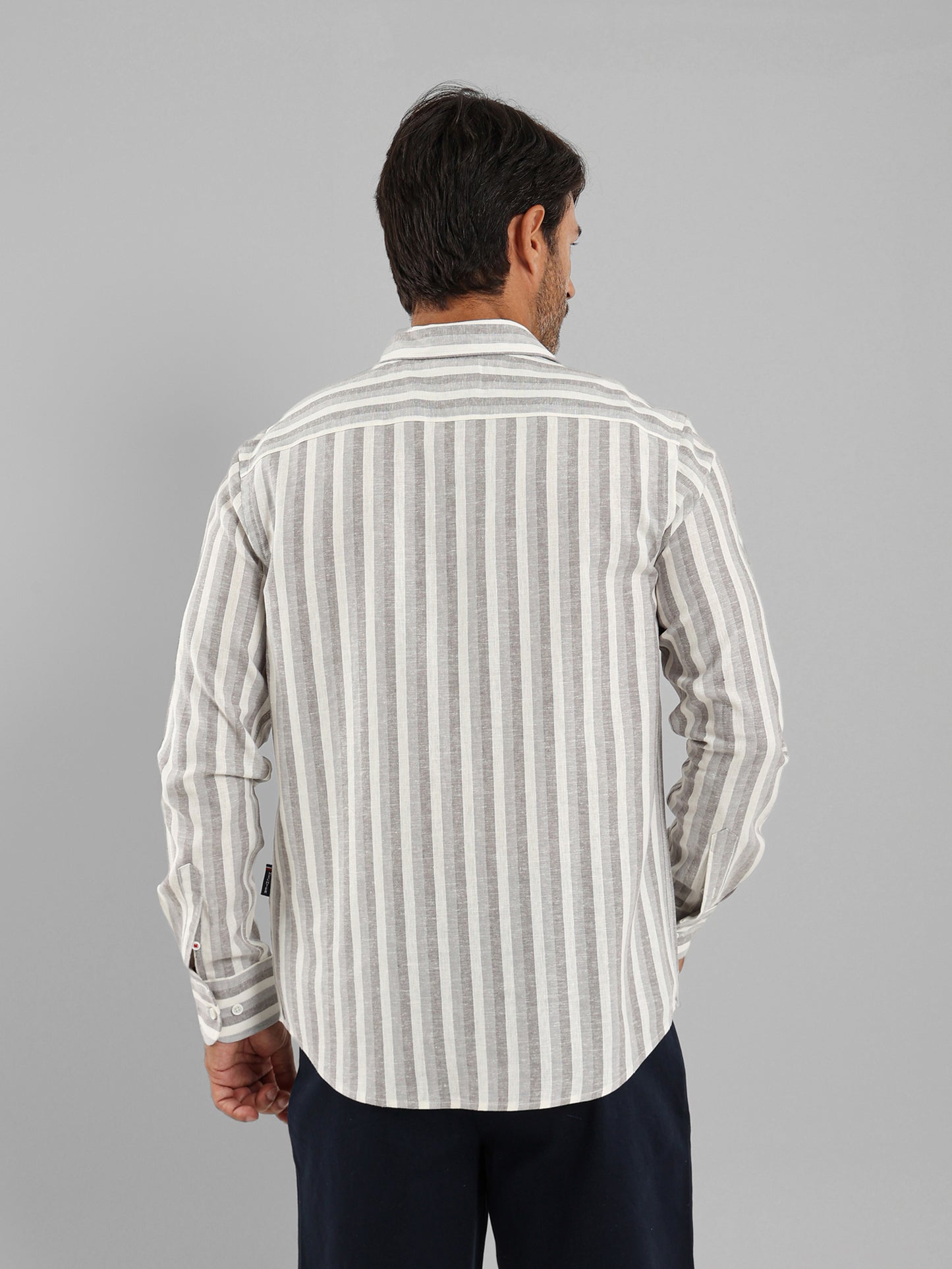 Kent Collar Striped Casual Shirt