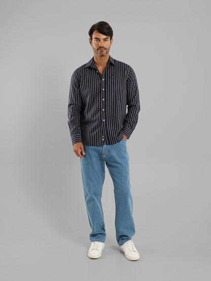 Kent Collar Striped Shirt