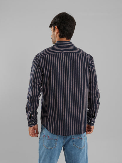 Kent Collar Striped Shirt