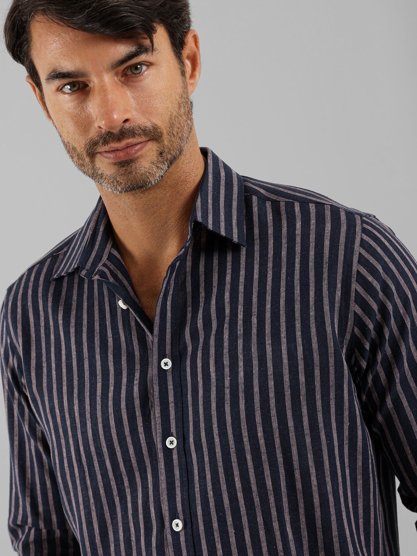 Kent Collar Striped Shirt