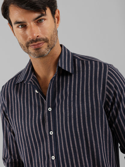 Kent Collar Striped Shirt