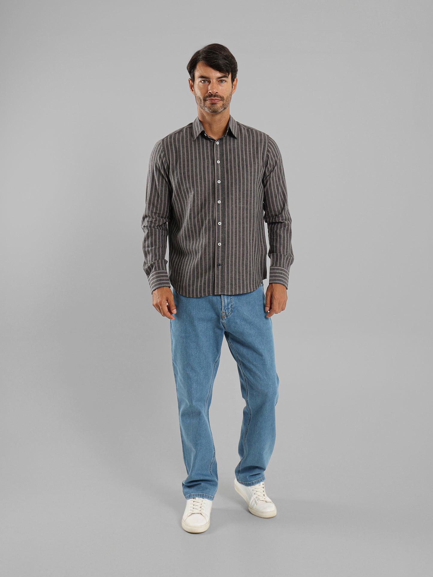 Kent Collar Striped Shirt