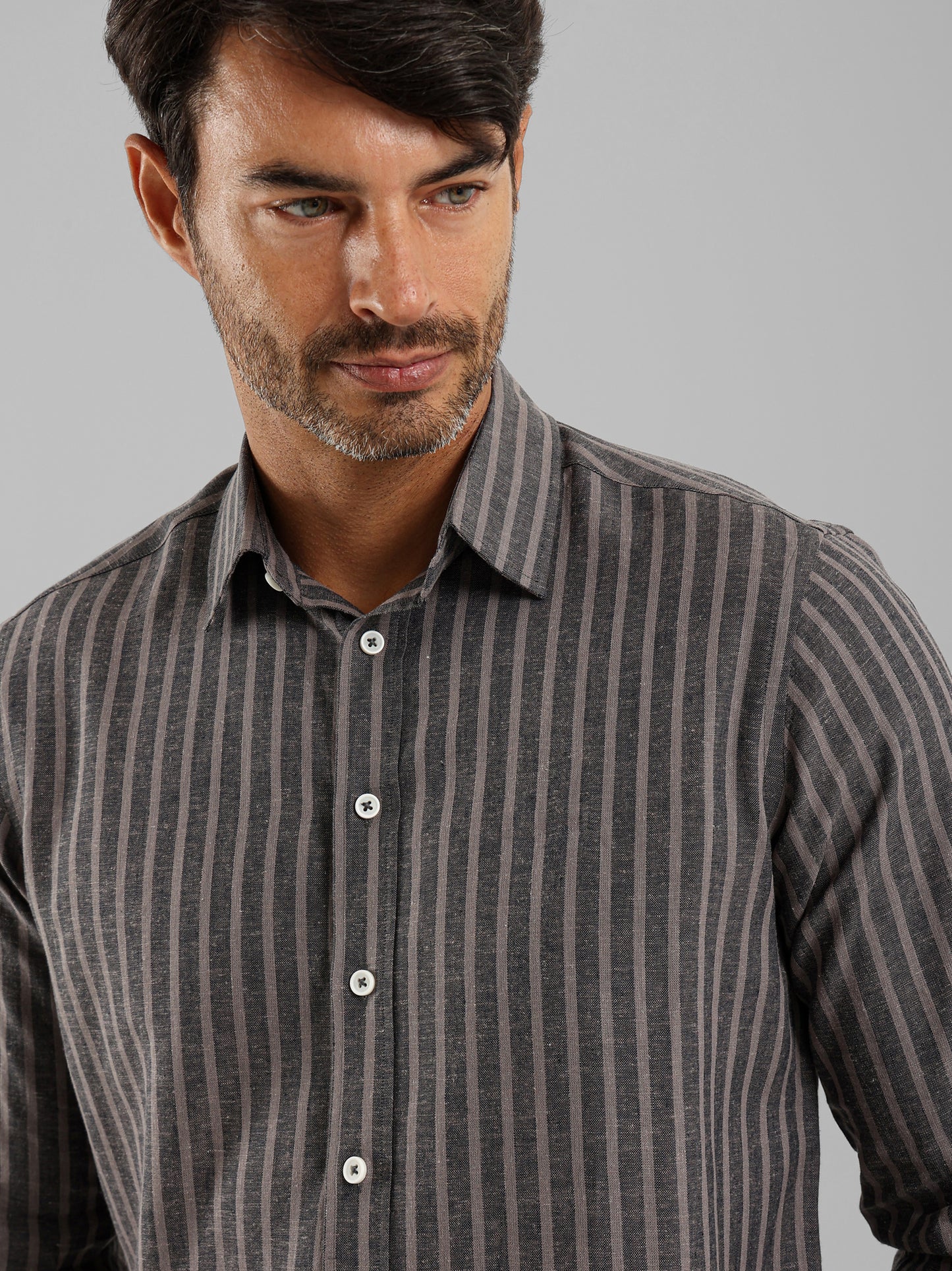Kent Collar Striped Shirt