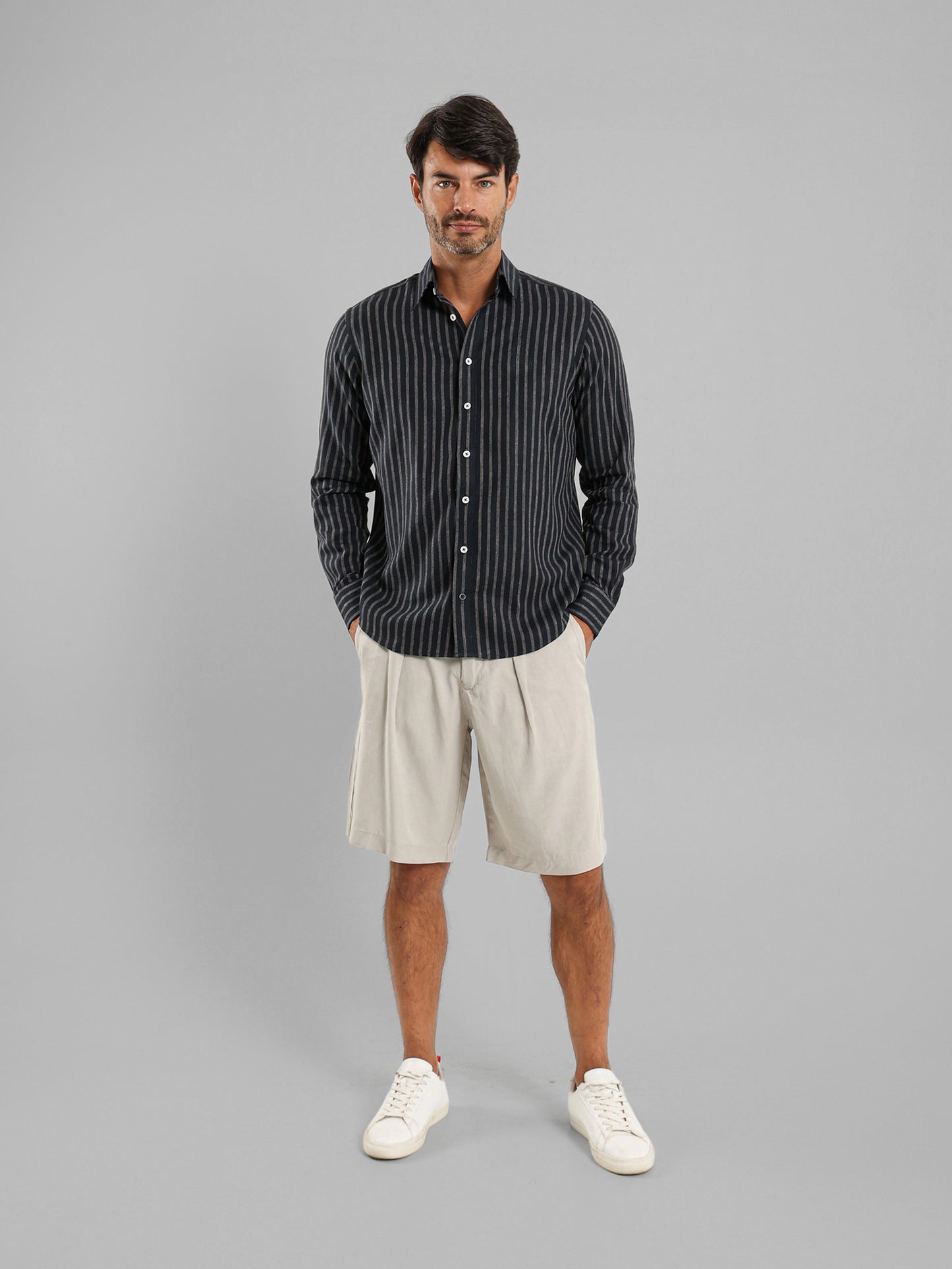 Kent Collar Striped Shirt