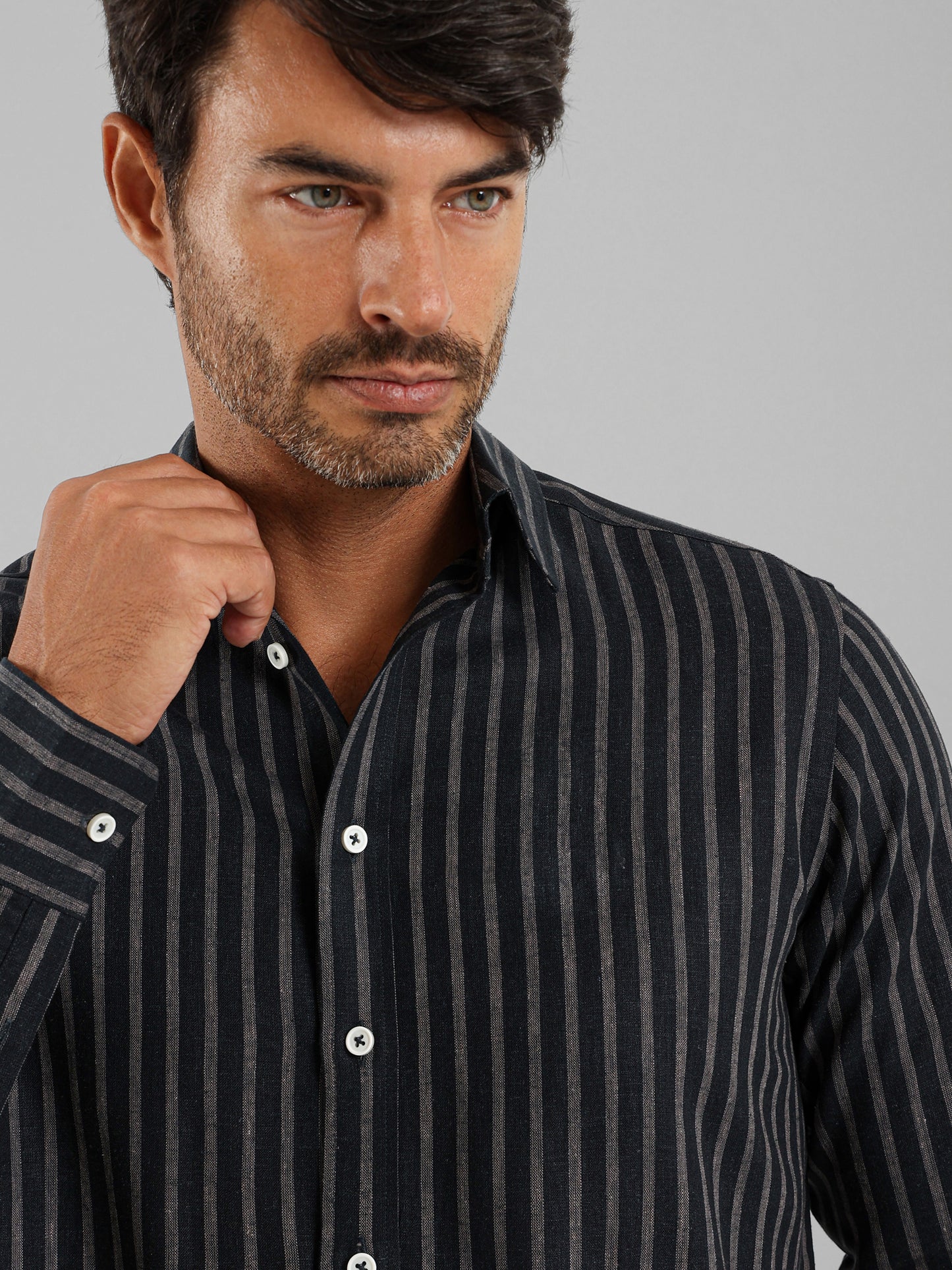 Kent Collar Striped Shirt