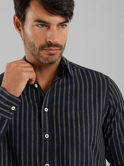 Kent Collar Striped Shirt