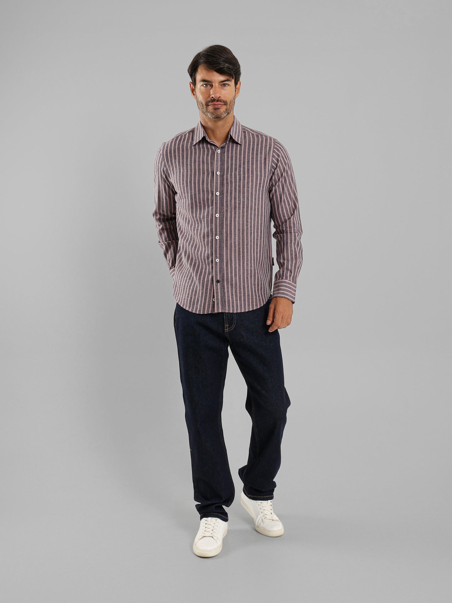 Kent Collar Striped Shirt
